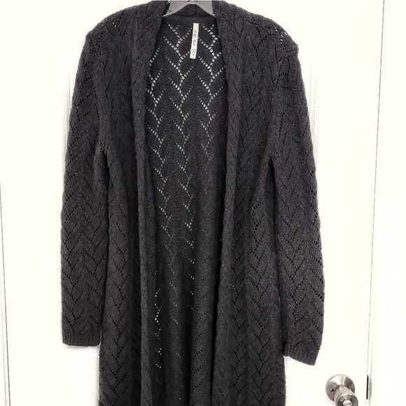 Leo & Nicole Gray Sweater Cardigan Open Front Duster Light Knit LS M - Picture 1 of 8